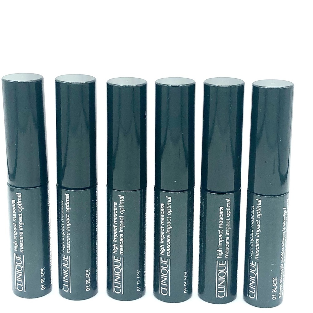 6 x Clinique High Impact Mascara 01 Black 0.14oz/ 3.5mL Travel Mini NWOB